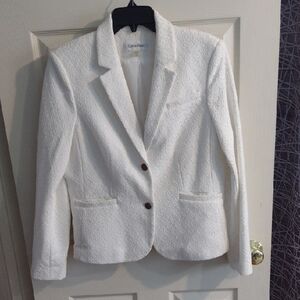 Calvin Klein Women's Ivory Textured Blazer